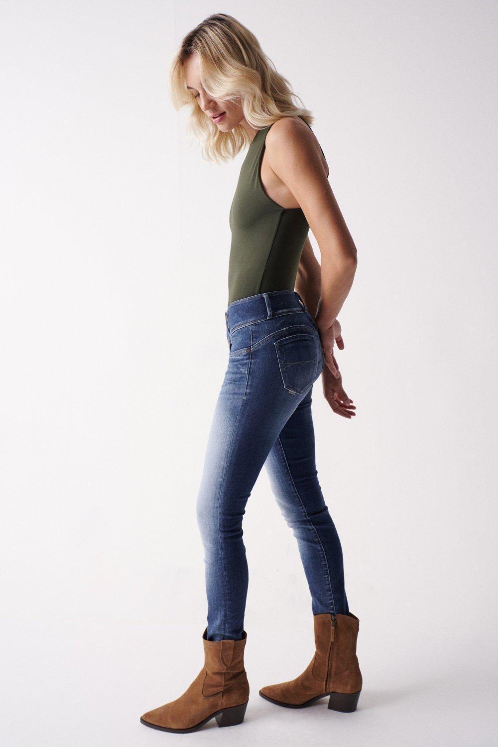 Mystery Push Up Premium Wash Jeans, Blue, medium