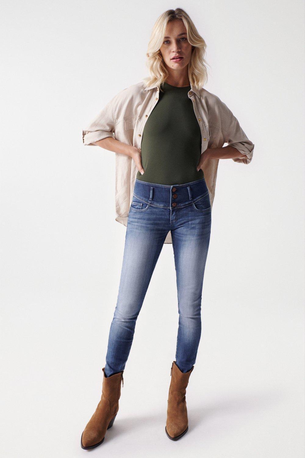 Mystery Push Up Premium Wash Jeans, Blue, large image number 3