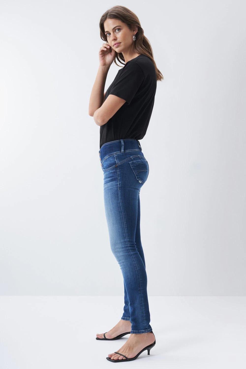 Mystery Push Up Premium Wash Jeans , Blue, large image number 4