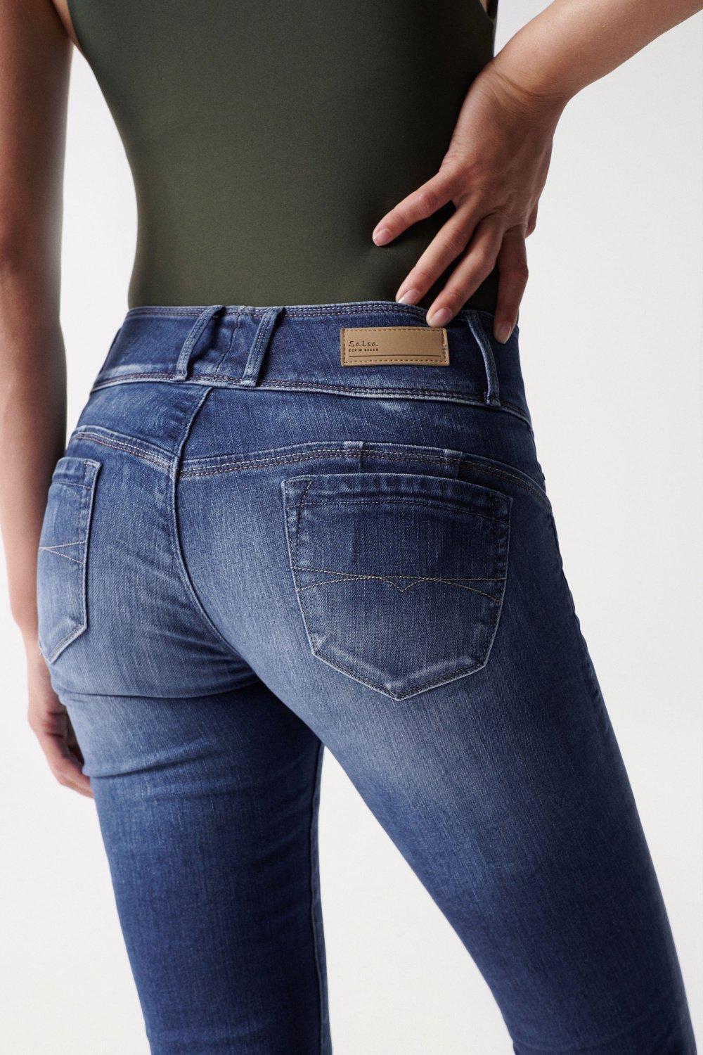 Mystery Push Up Premium Wash Jeans, Blue, large image number 5