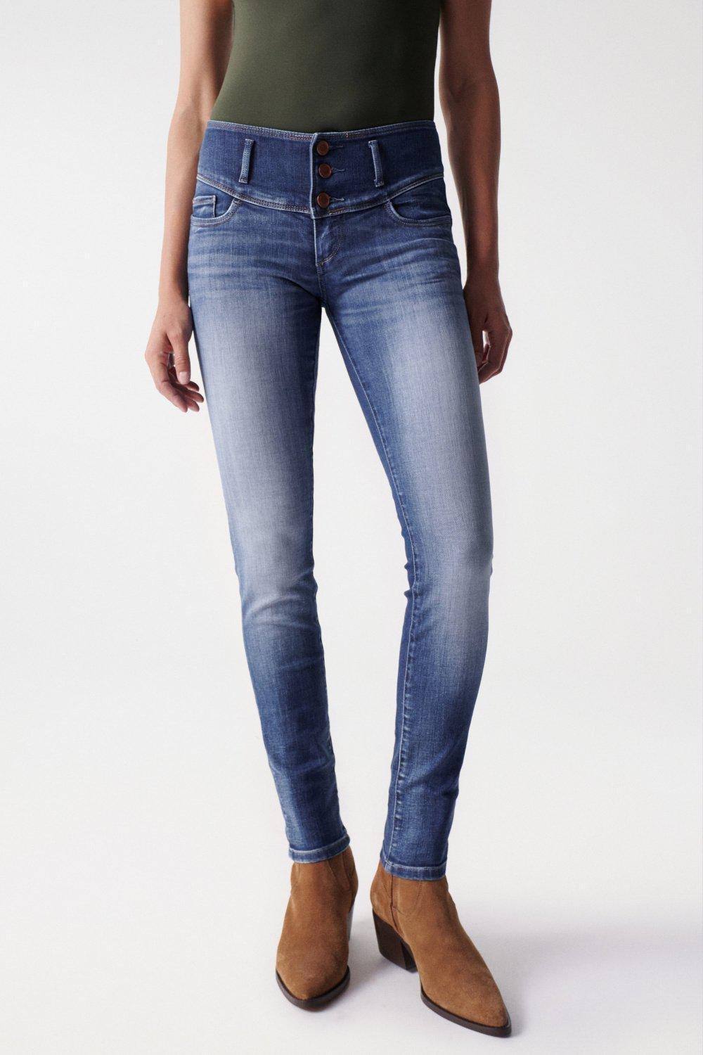 Mystery Push Up Premium Wash Jeans, Blue, large image number 7