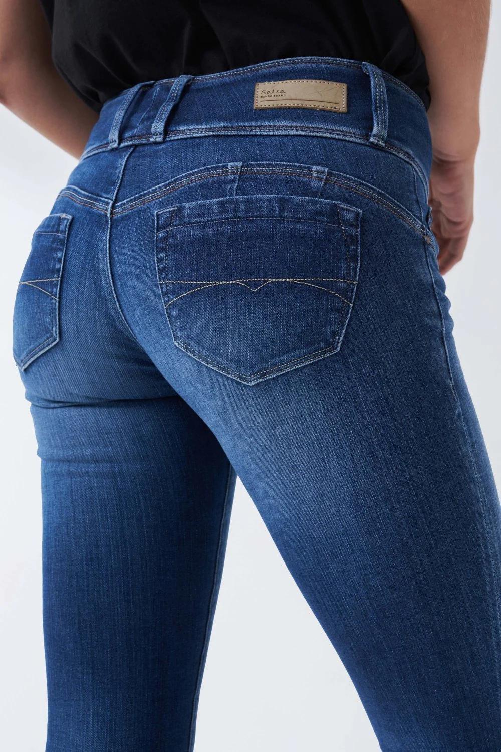 Mystery Push Up Premium Wash Jeans, Blue, large image number 8