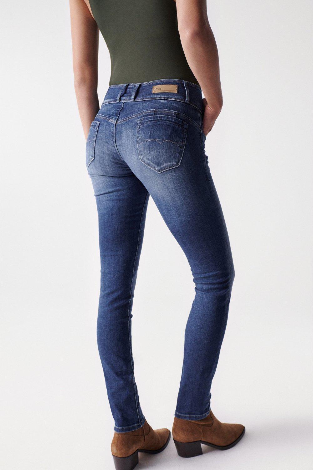 Mystery Push Up Premium Wash Jeans, Blue, large image number 9