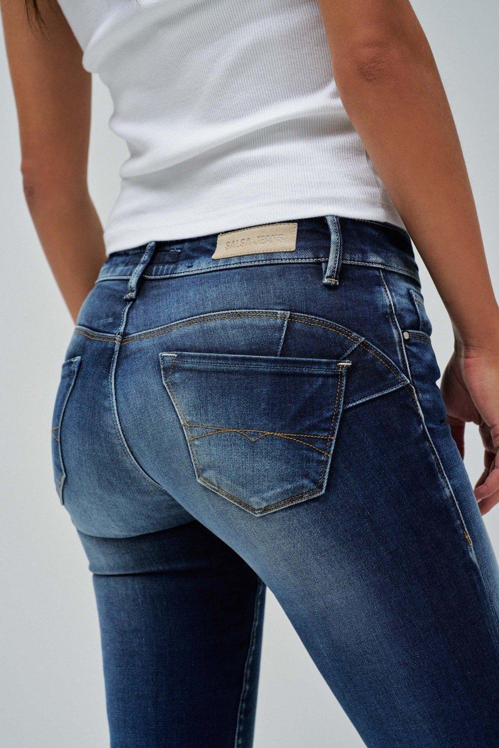 Push Up Premium Wash Jeans, Blue, large image number 4
