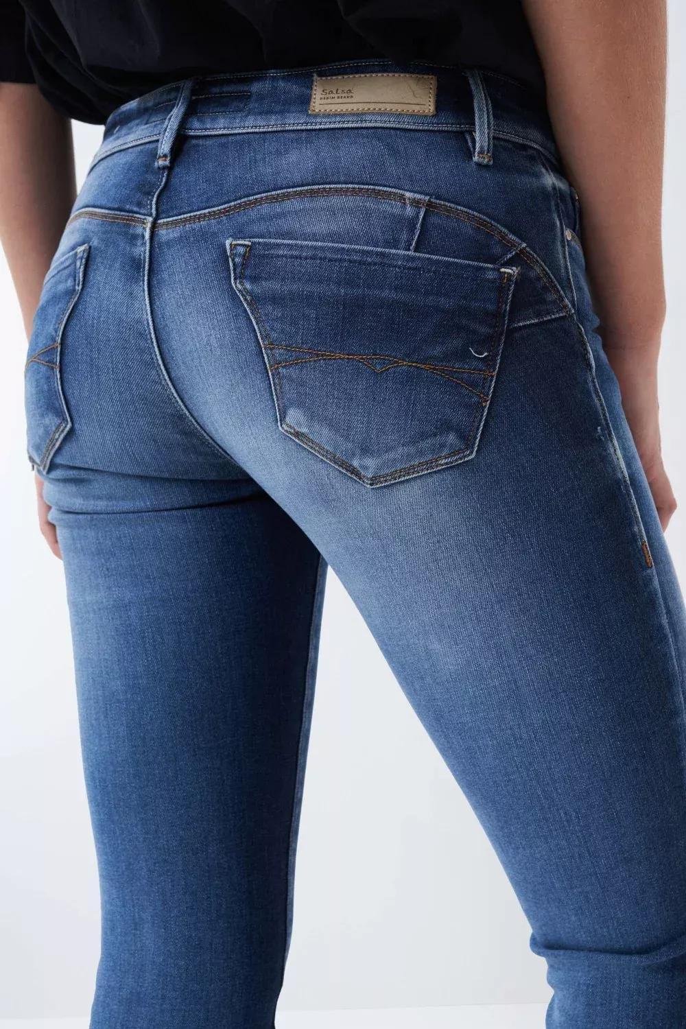 Push Up Premium Wash Jeans, Blue, large image number 8