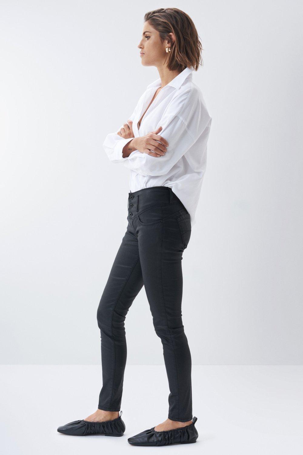 Mystery Push Up Skinny Jeans In Dark Coating, &nbsp;, Black, medium