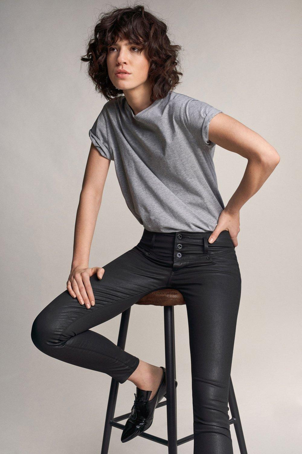 Mystery Push Up Skinny Jeans In Dark Coating,  , Black, large image number 2