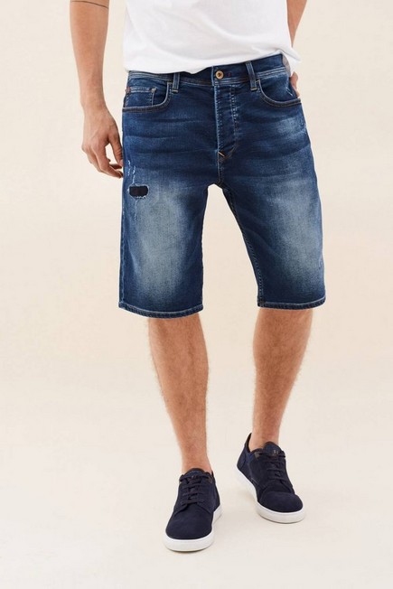 Salsa Jeans - Blue Loose Denim Shorts With Rips, Men