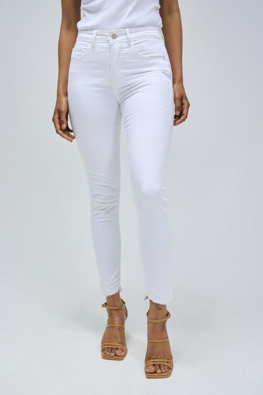 Secret Glamour Push In Cropped Jeans, White, medium