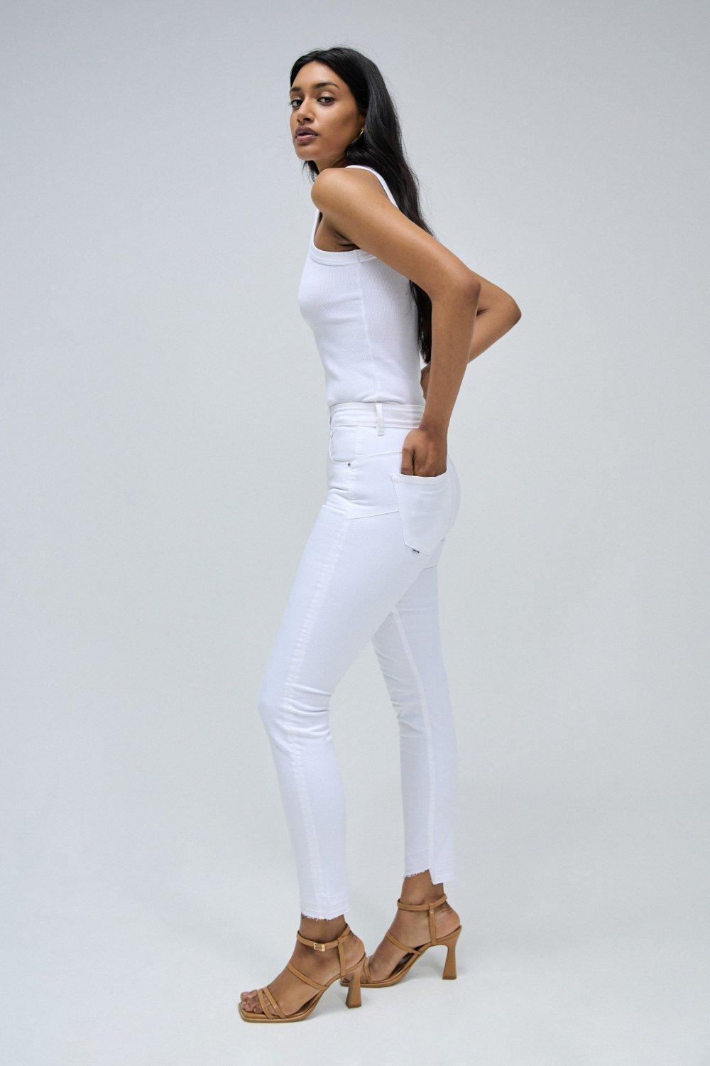 Secret Glamour Push In Cropped Jeans, White, medium