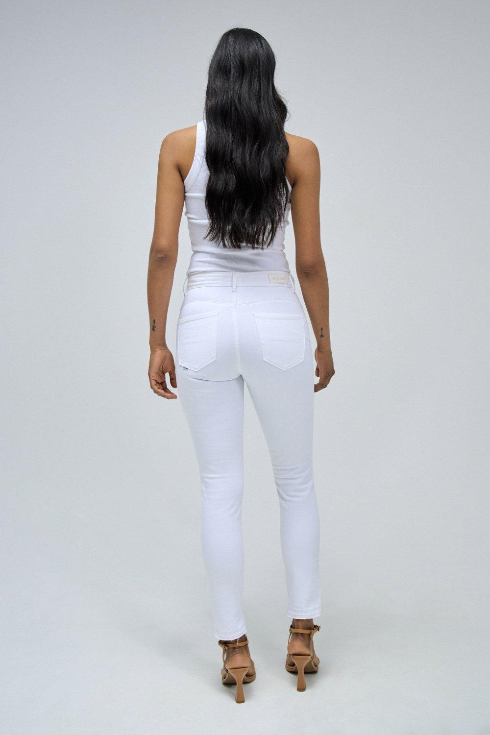 Secret Glamour Push In Cropped Jeans, White, large image number 3