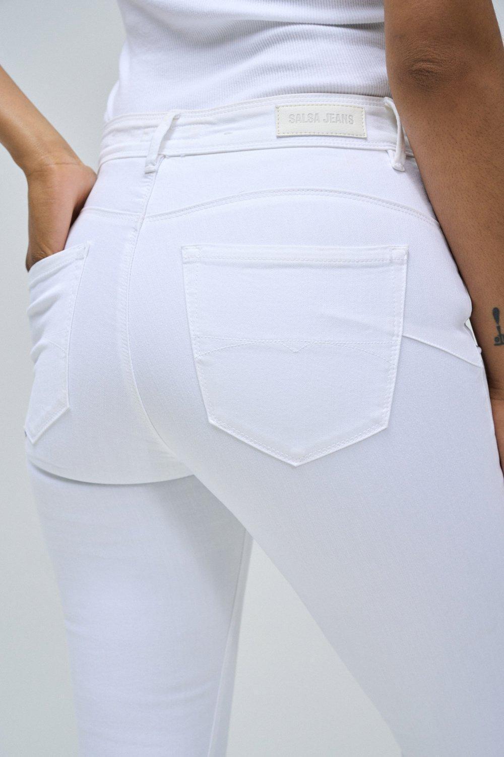 Secret Glamour Push In Cropped Jeans, White, large image number 4