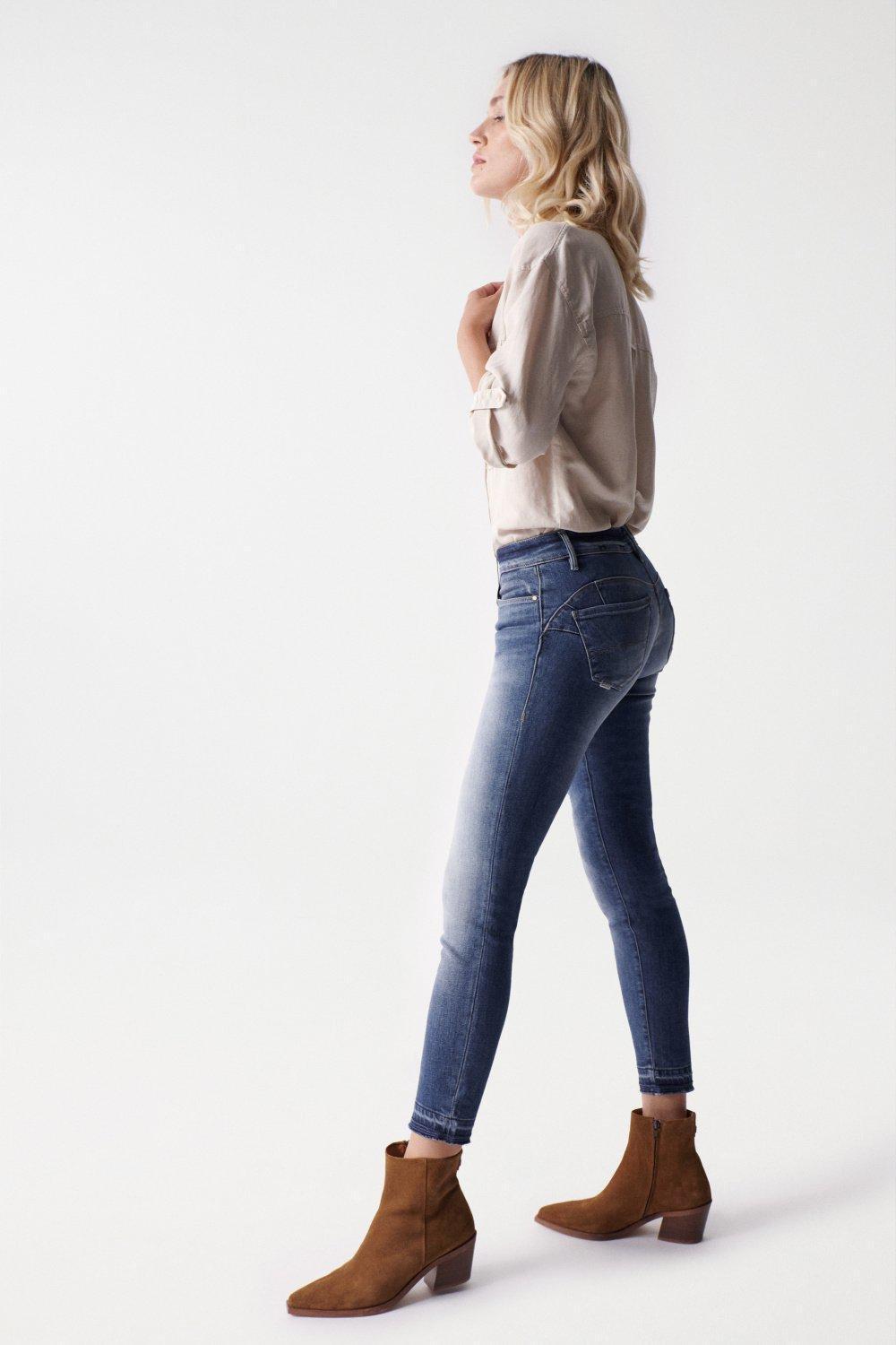 Blue Wonder Push Up Cropped Jeans, Blue, large image number 1