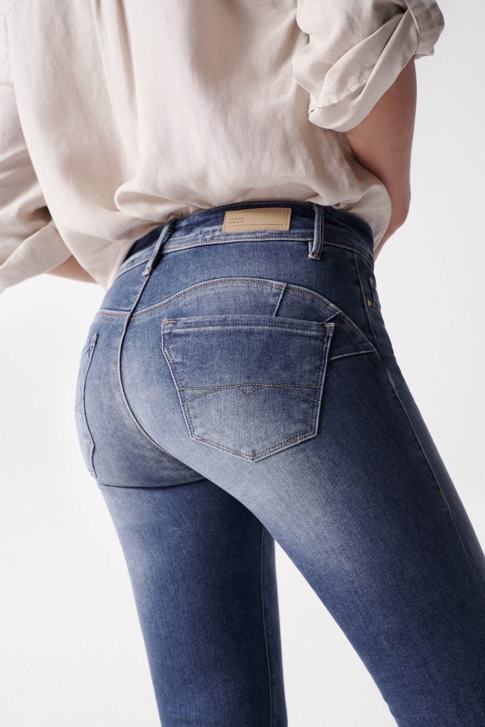 Blue Wonder Push Up Cropped Jeans, Blue, large image number 3