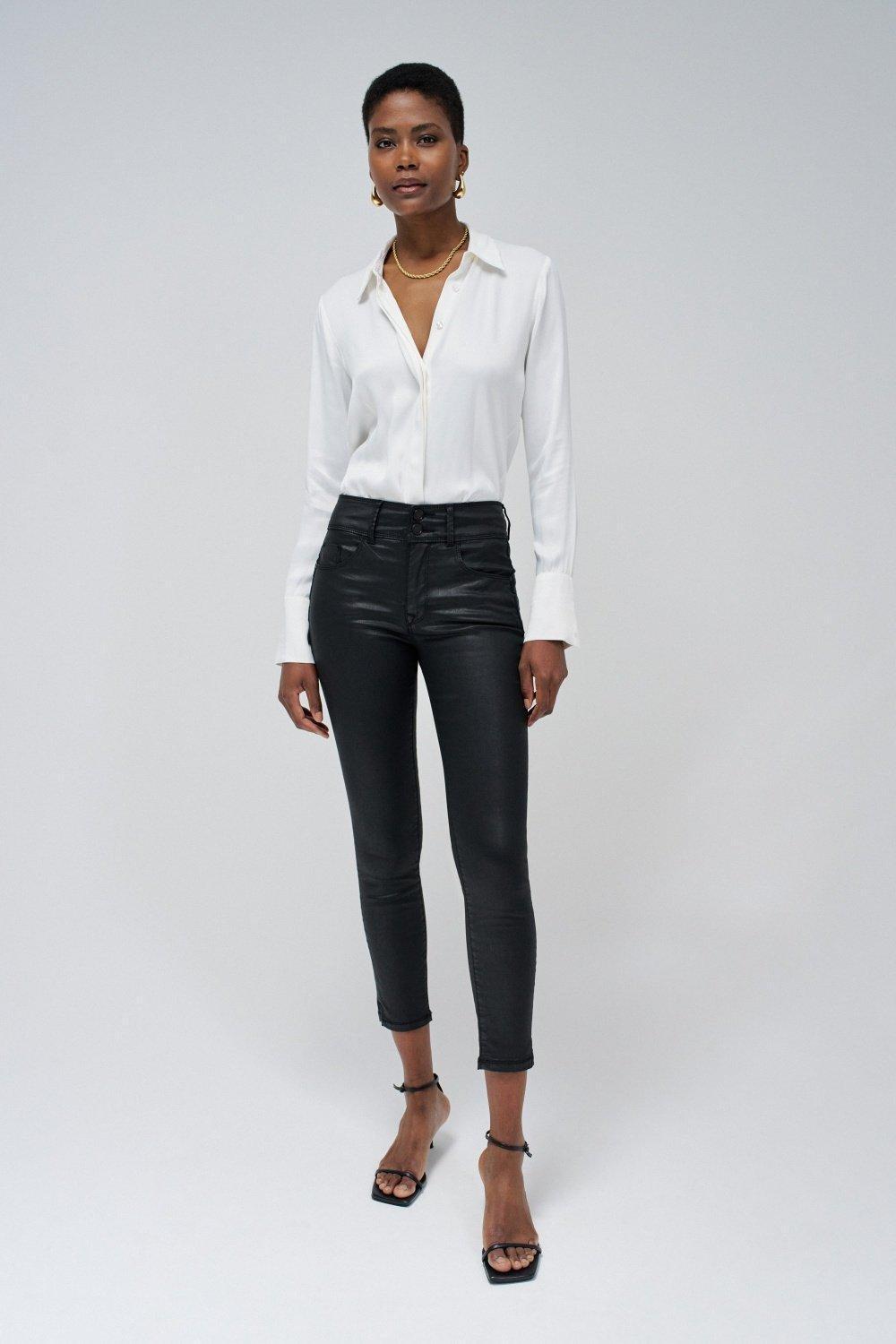 Black Secret Push In Jeans In Coating, , large image number 1