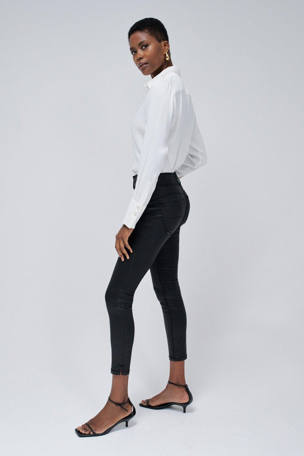 Black Secret Push In Jeans In Coating, , large image number 2