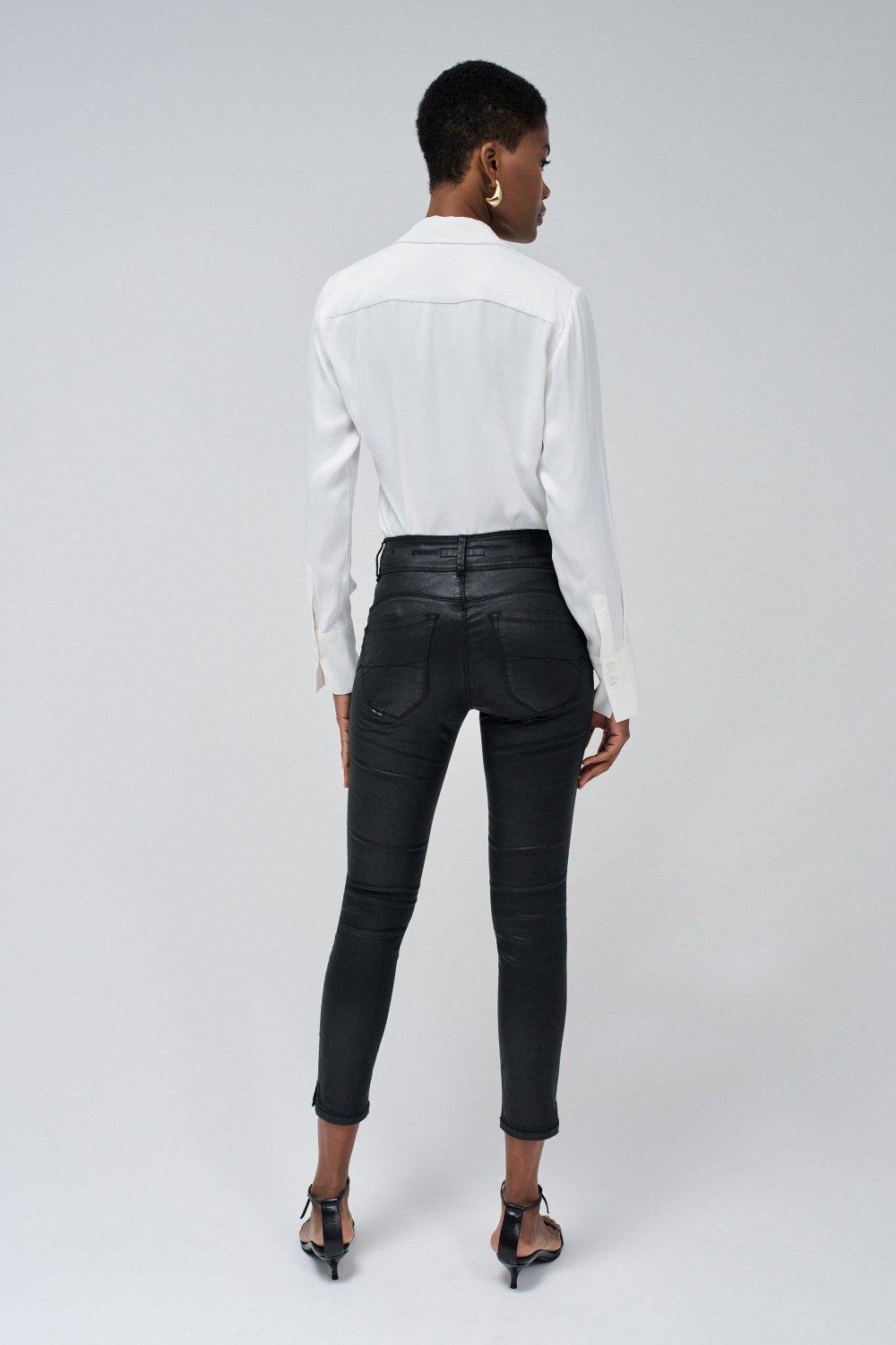 Black Secret Push In Jeans In Coating, , large image number 3