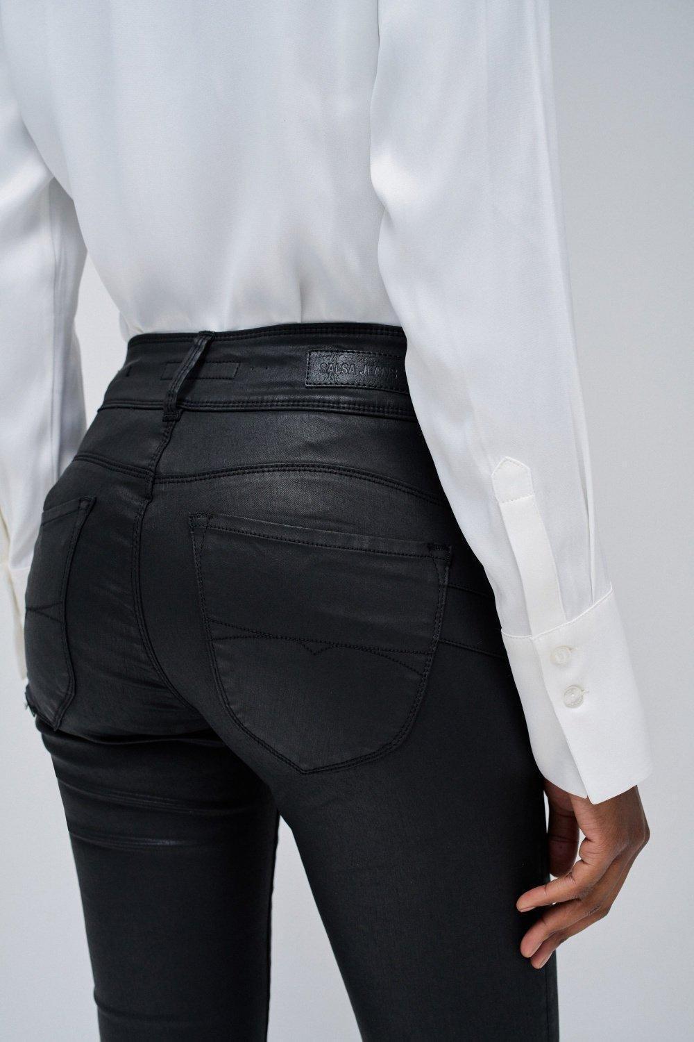 Black Secret Push In Jeans In Coating, , large image number 4