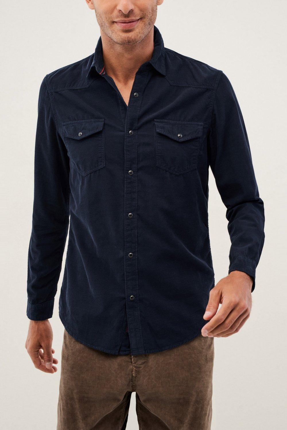 Blue Corduroy Slim Shirt, , large image number 0