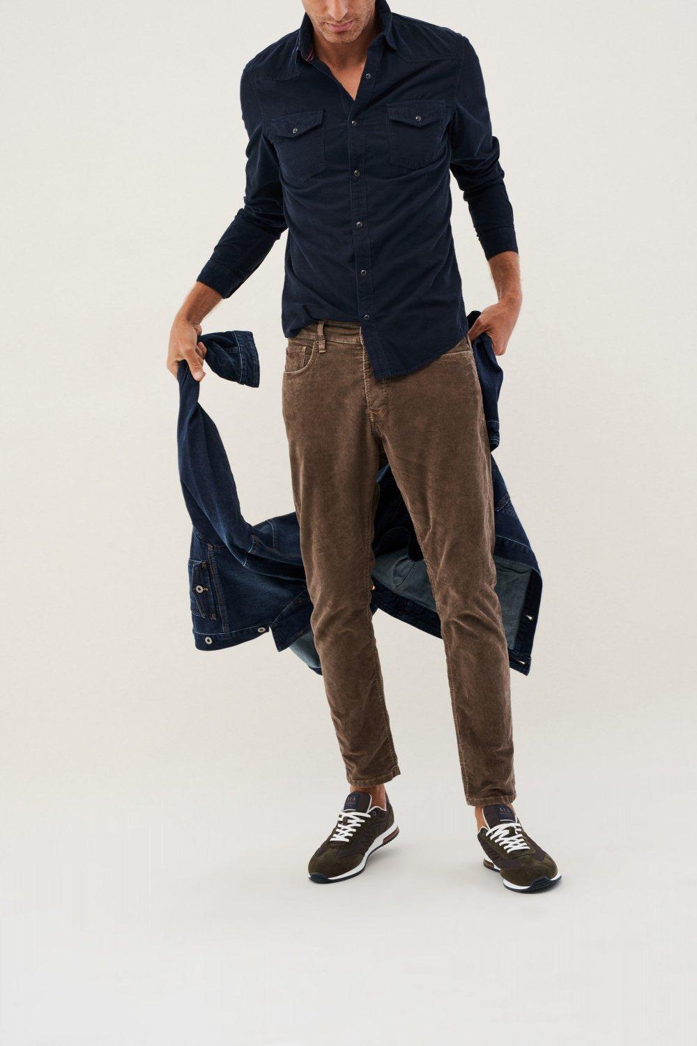 Blue Corduroy Slim Shirt, , large image number 2