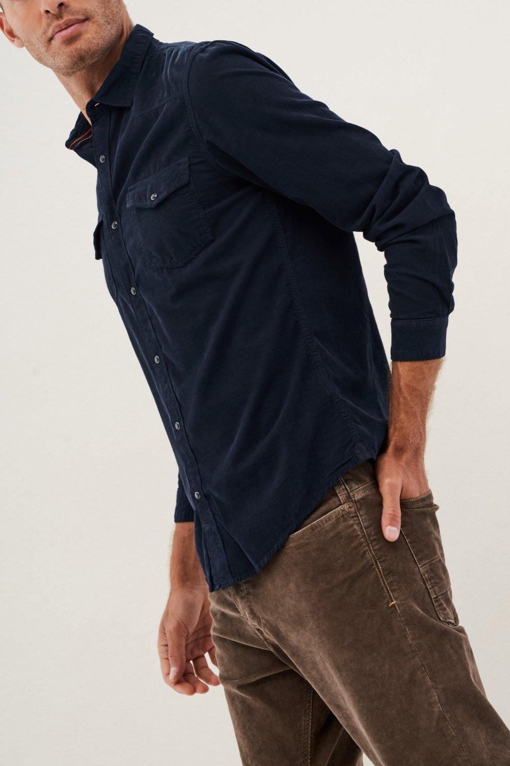Blue Corduroy Slim Shirt, , large image number 3