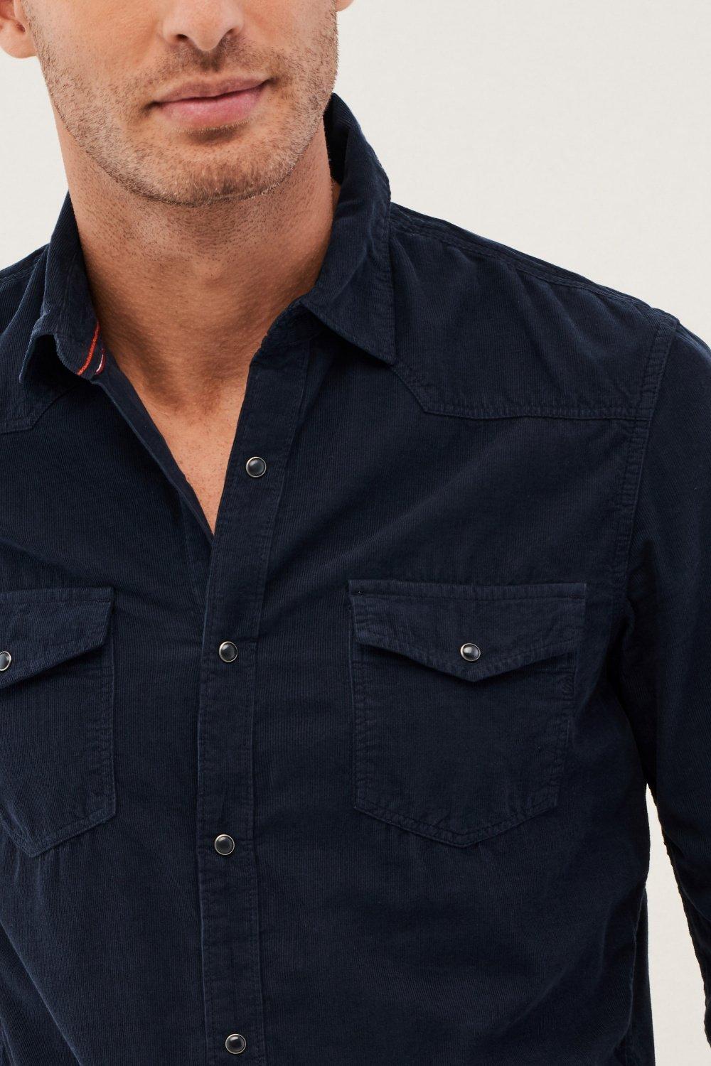 Blue Corduroy Slim Shirt, , large image number 5