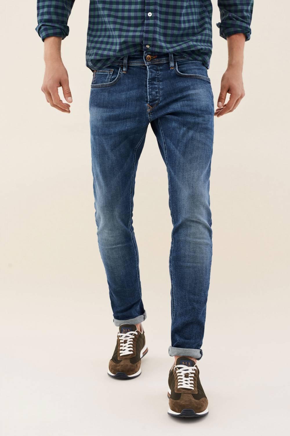 Blue Slim Denim Trousers, , large image number 1