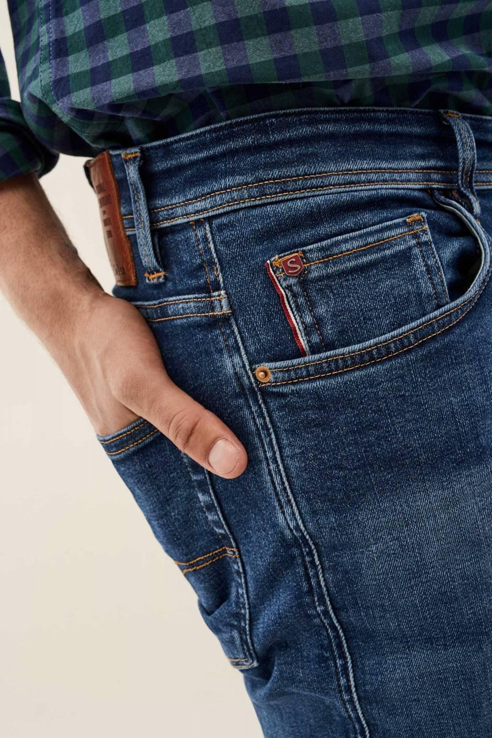 Blue Slim Denim Trousers, , large image number 3