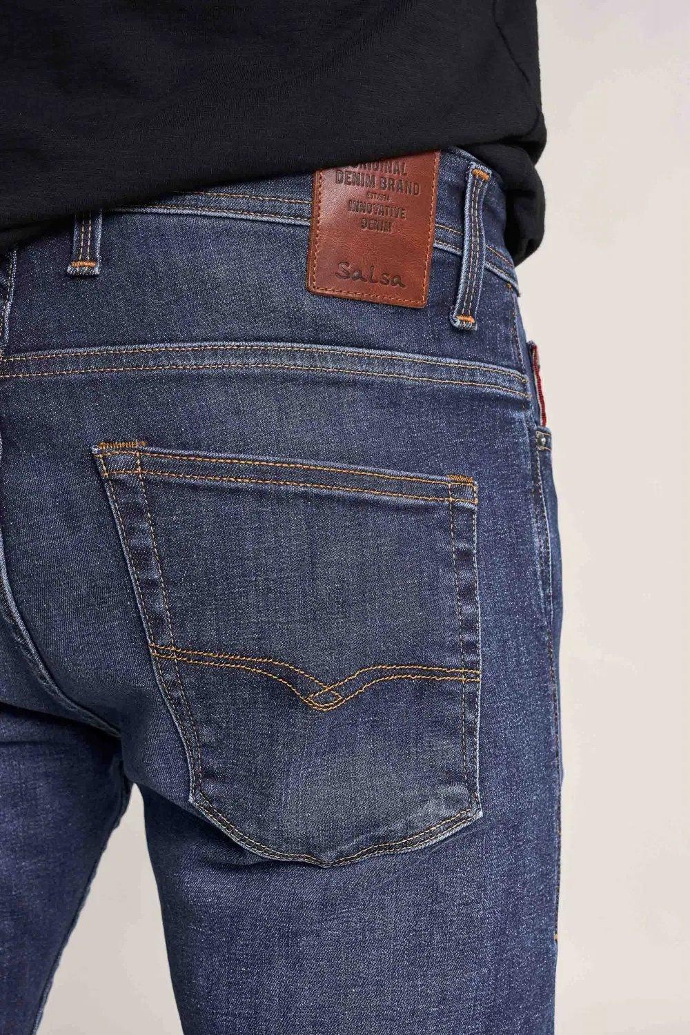 Blue Slender Slim Carrot Rip-Proof Jeans, , large image number 1