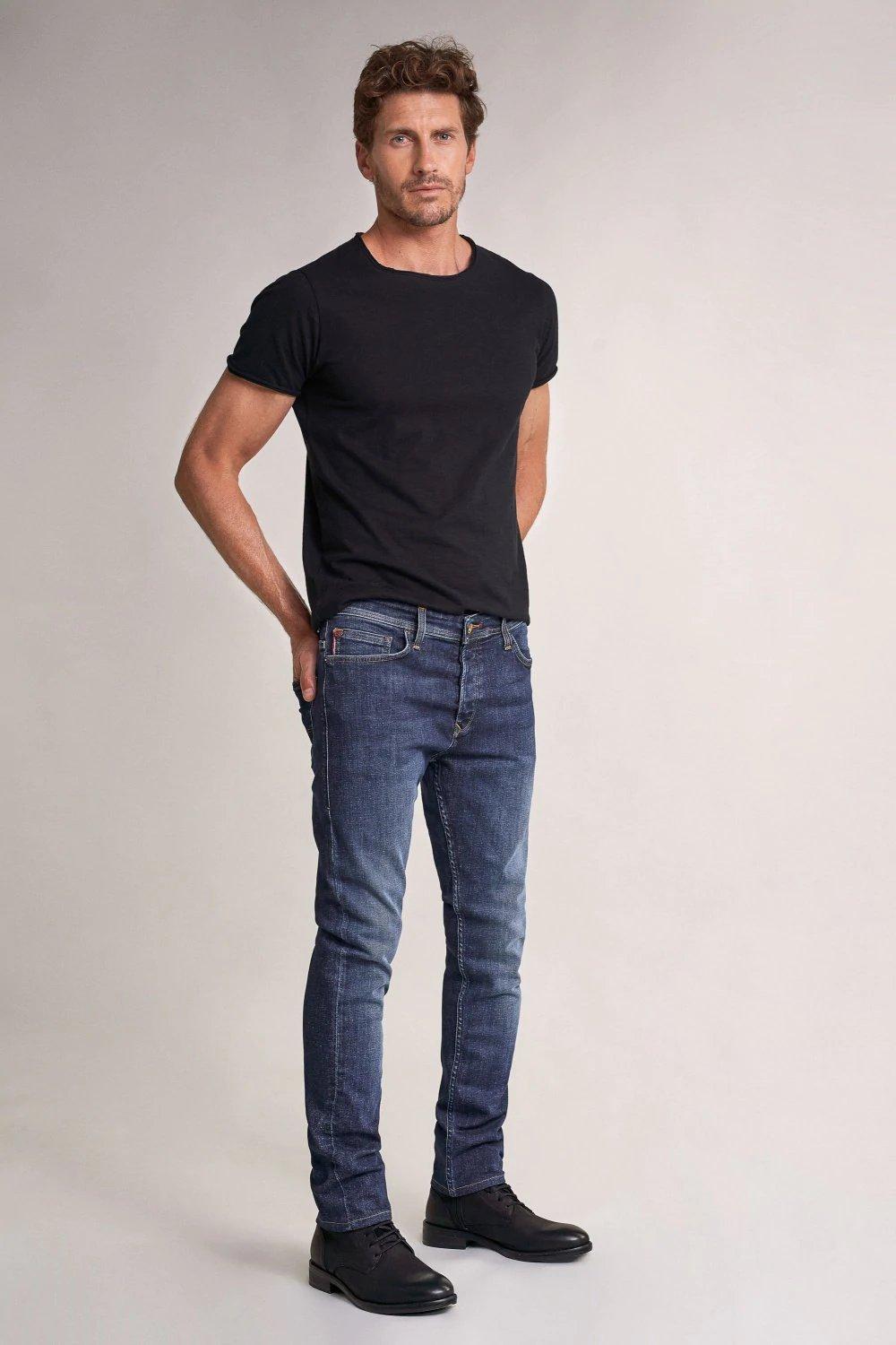 Blue Slender Slim Carrot Rip-Proof Jeans, Blue, large image number 5
