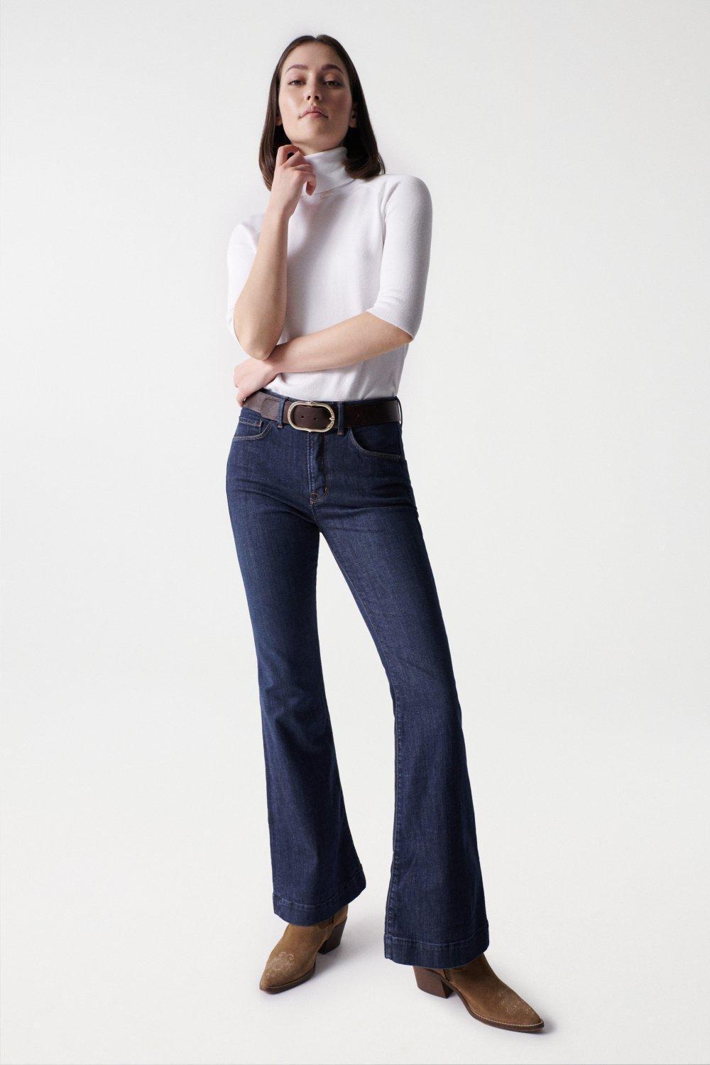 Navy Push In Flare Jeans, , large image number 9