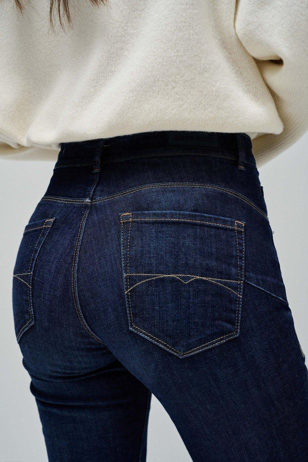 Push In Flare Jeans, Blue, large image number 3