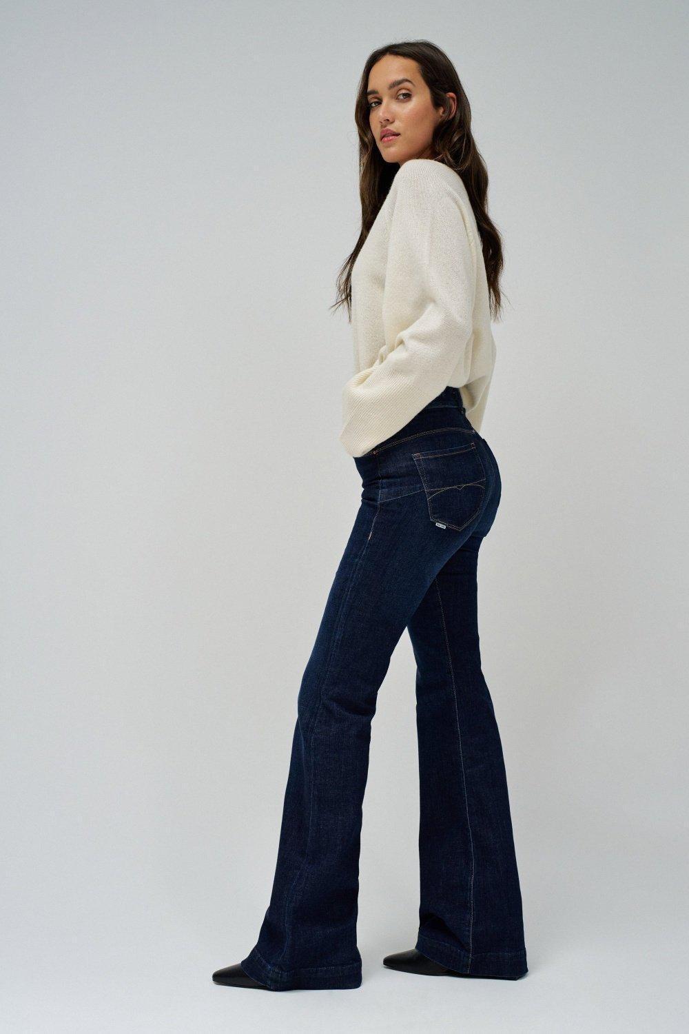 Push In Flare Jeans, Blue, large image number 4