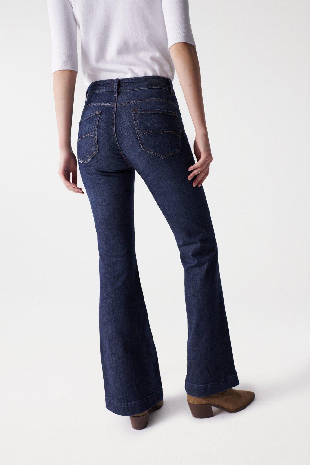 Push In Flare Jeans, Blue, large image number 13