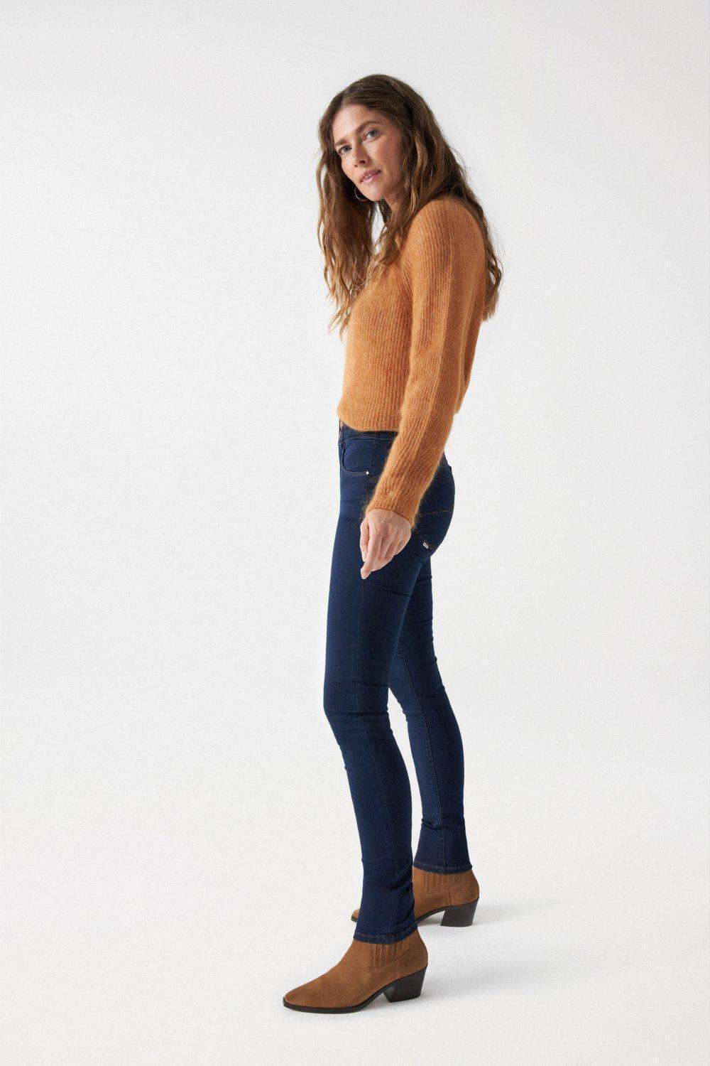 Blue Push In Skinny Jeans, , large image number 0