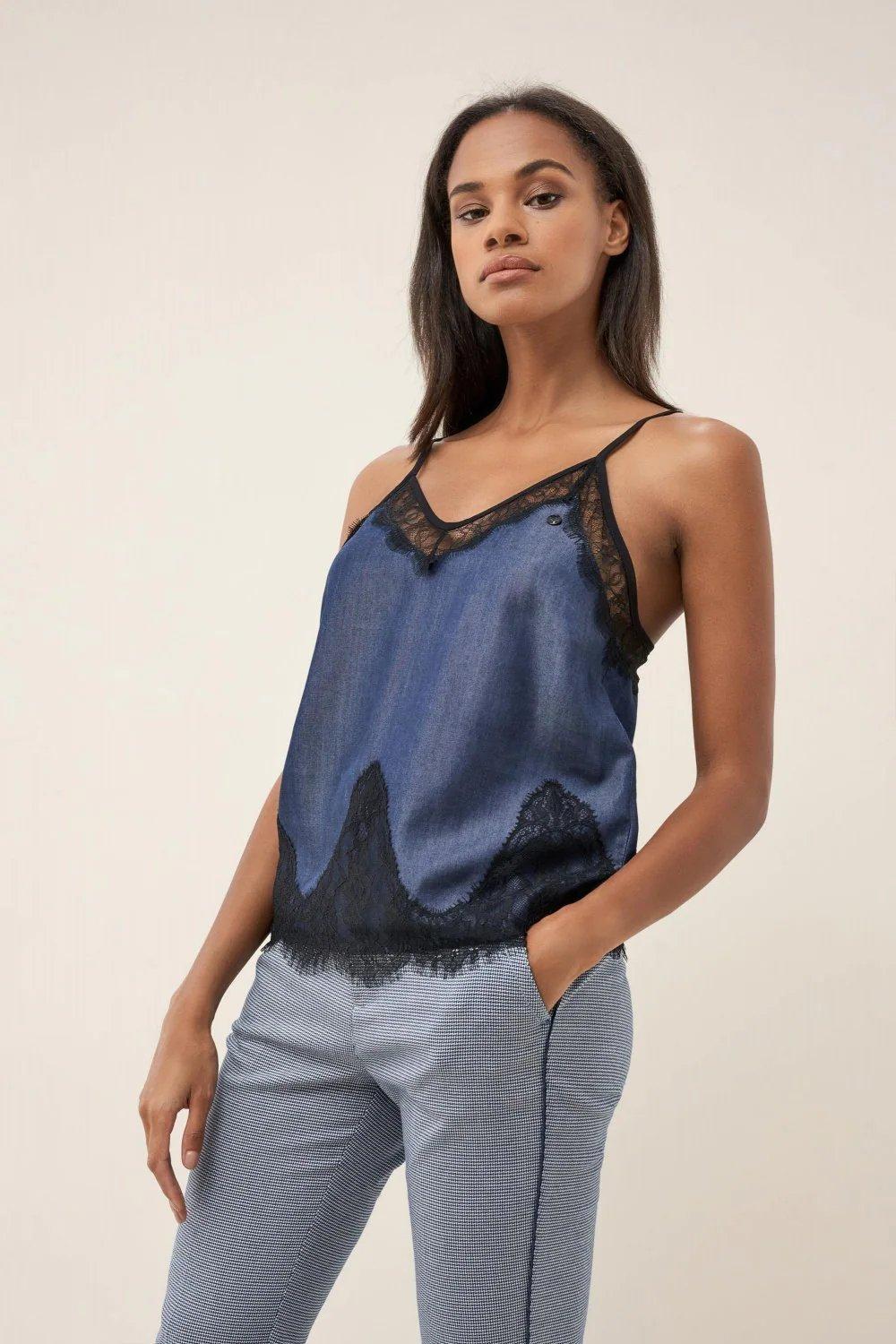 Blue Top With Lace, Blue, large image number 0
