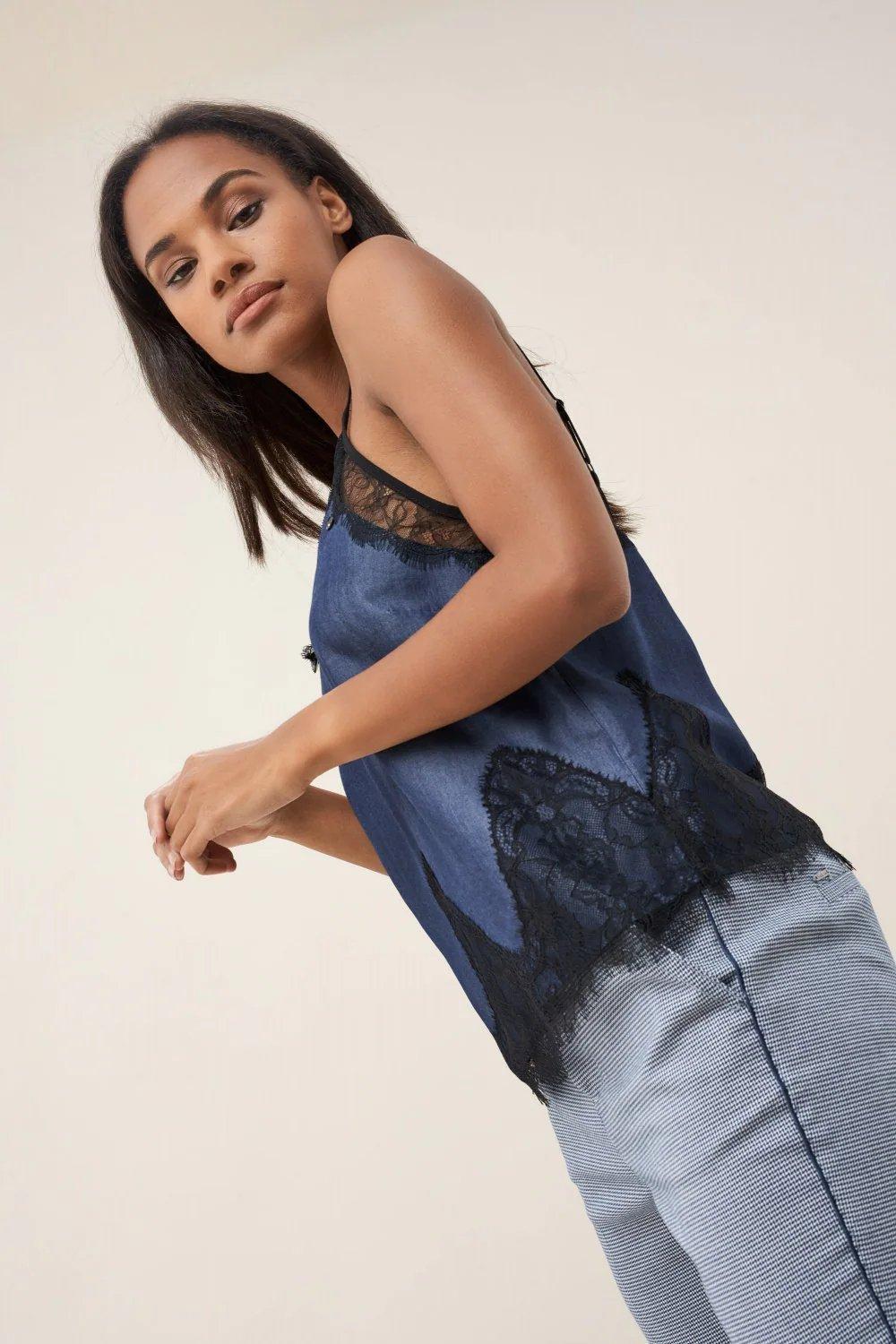 Blue Top With Lace, Blue, large image number 2