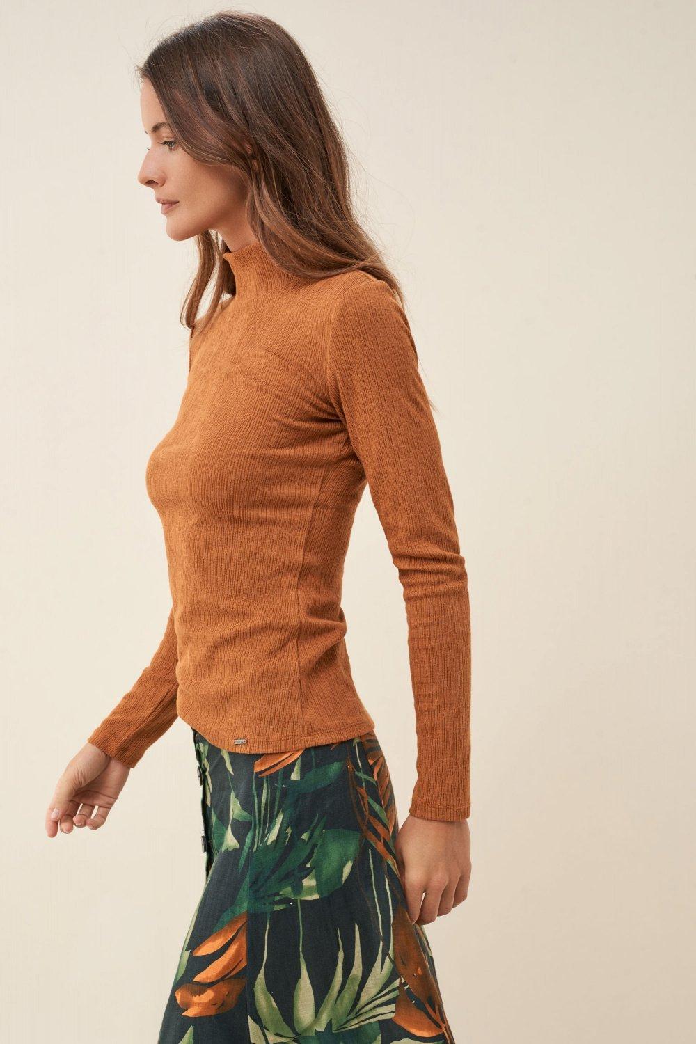 Orange High Neck Sweater, , large image number 2