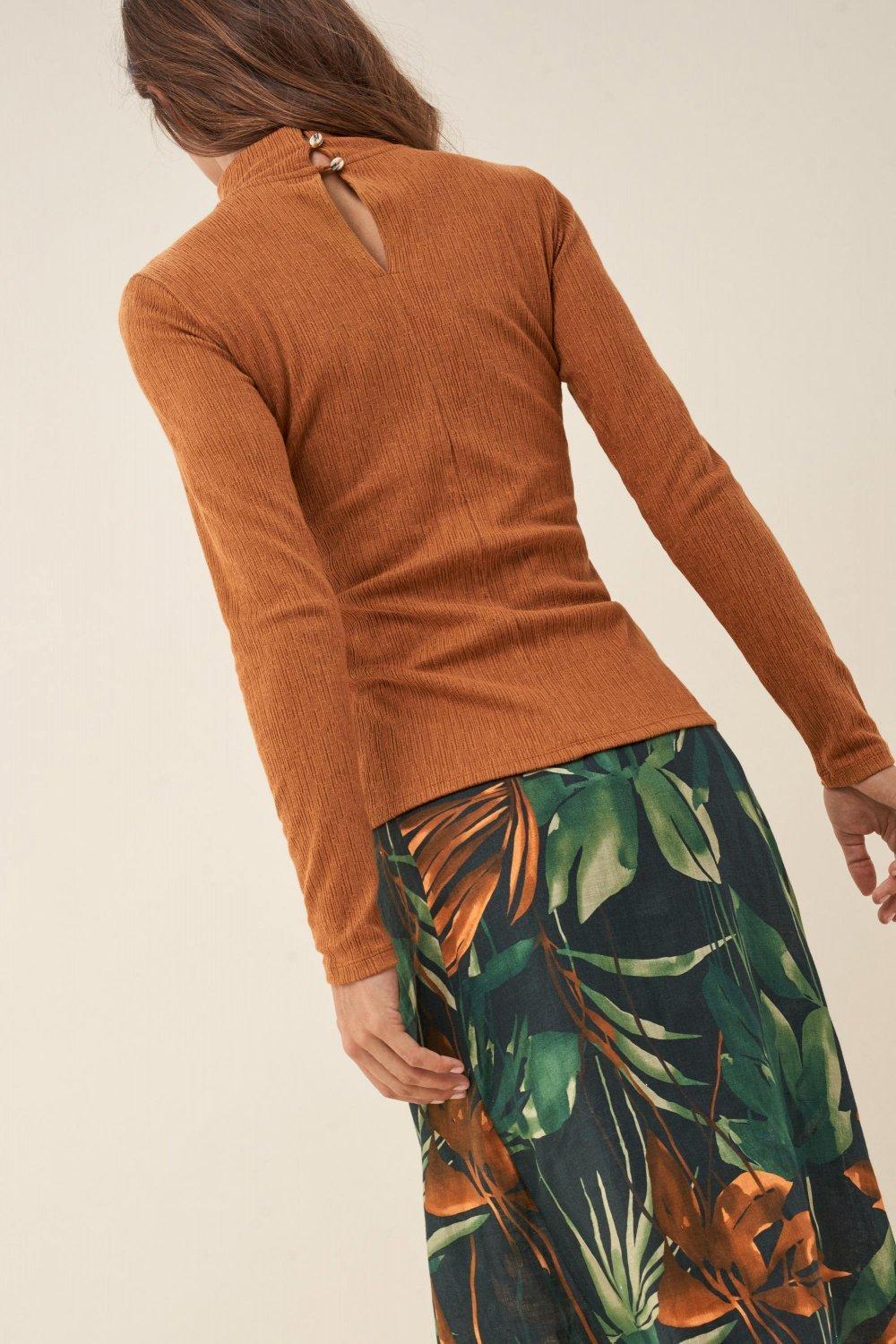 Orange High Neck Sweater, , large image number 3