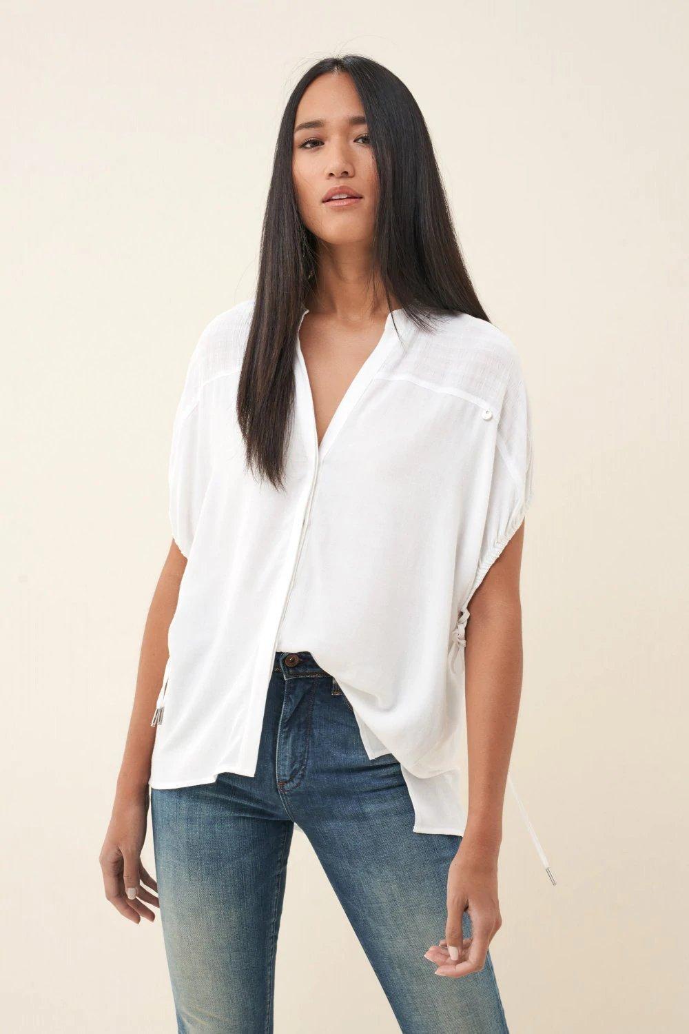White Drawstring Sweater, , large image number 0