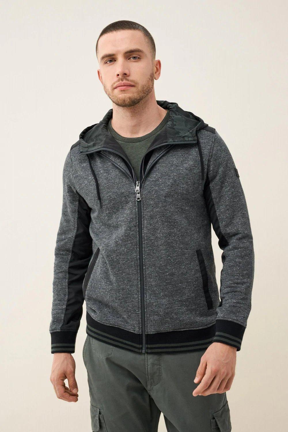 Black Zippered Cotton Sweater, , large image number 0