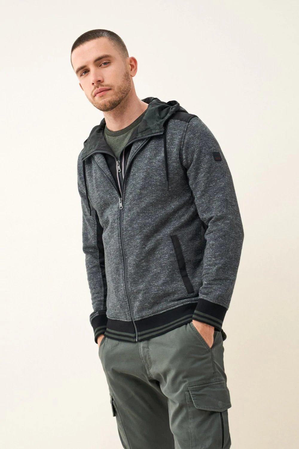Black Zippered Cotton Sweater, , large image number 2