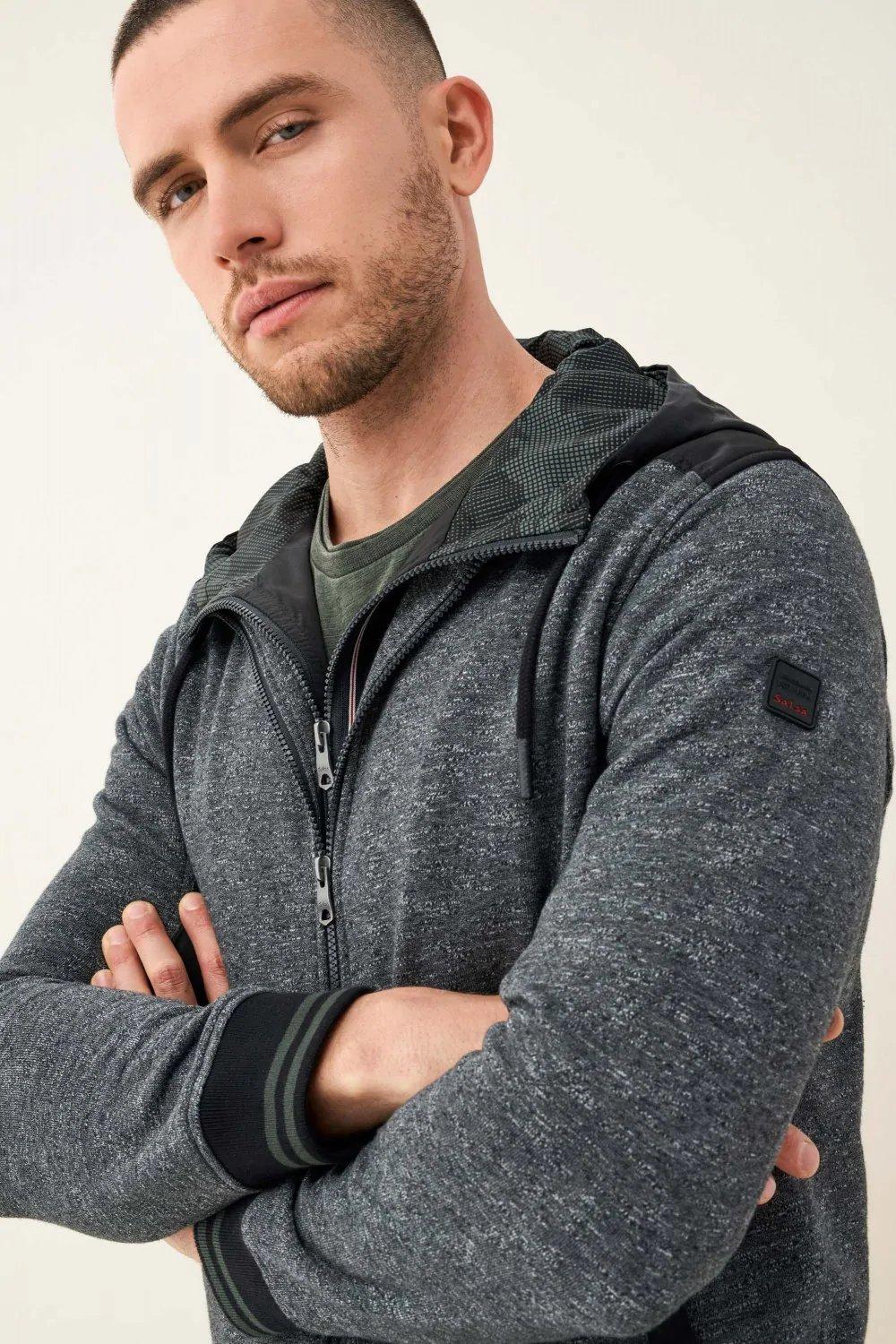 Black Zippered Cotton Sweater, , large image number 4