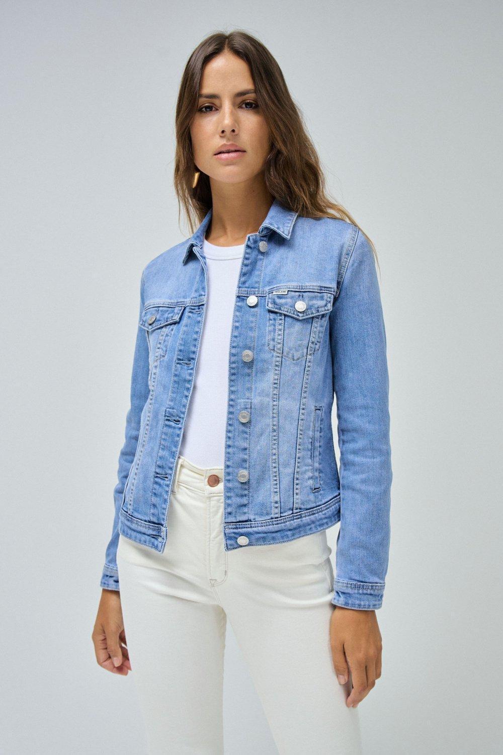 Blue Plain Denim Jacket, , large image number 0