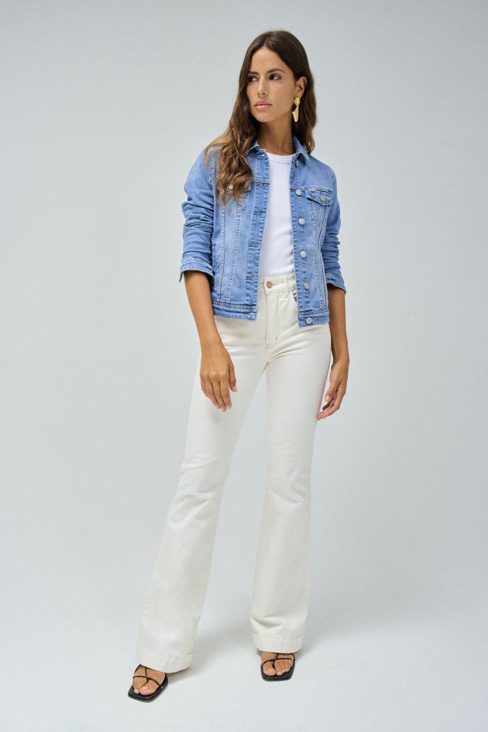 Blue Plain Denim Jacket, , large image number 1