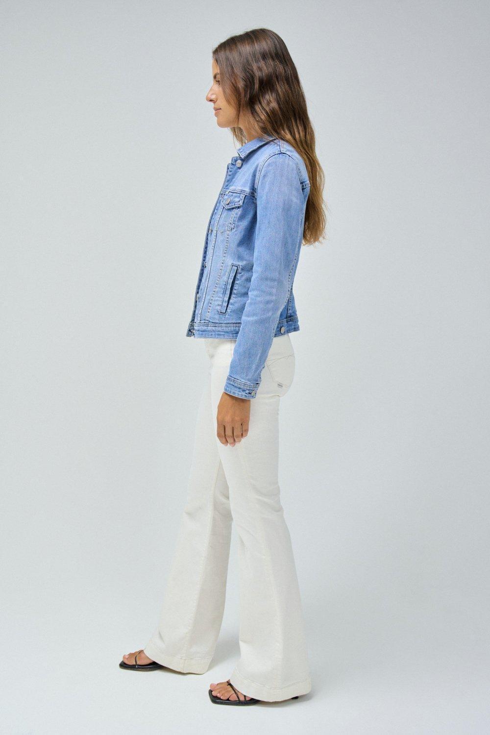 Blue Plain Denim Jacket, , large image number 2