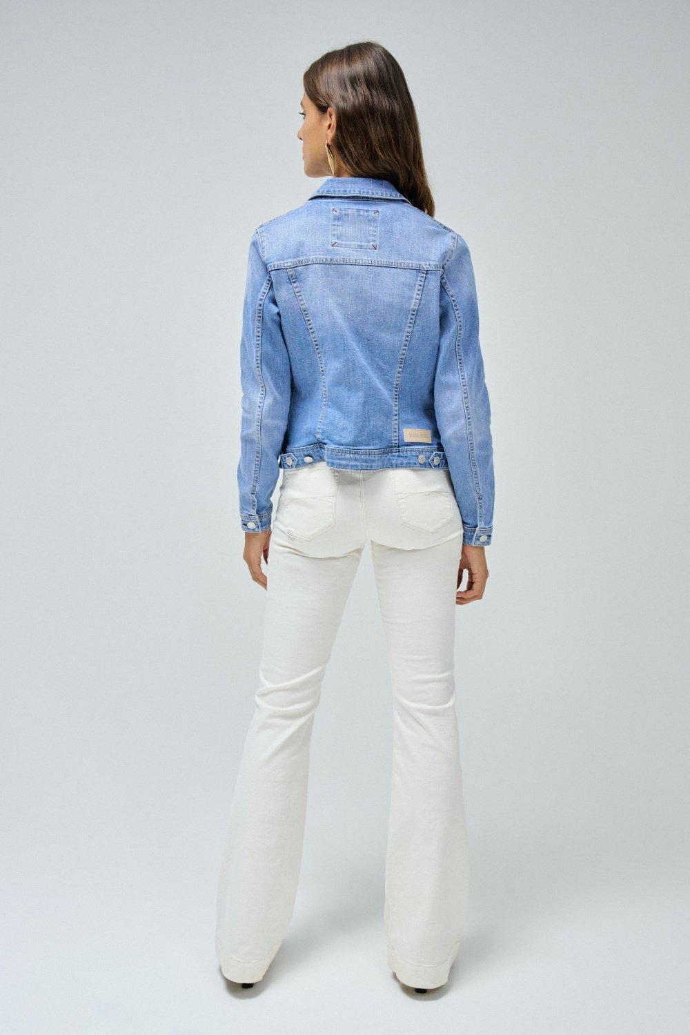 Blue Plain Denim Jacket, , large image number 3