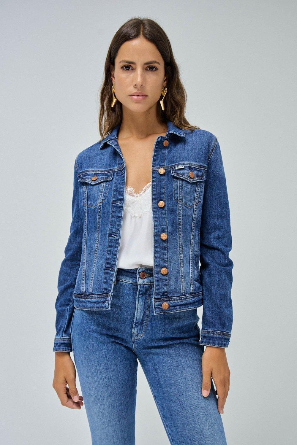 Plain Denim Jacket , Blue, medium