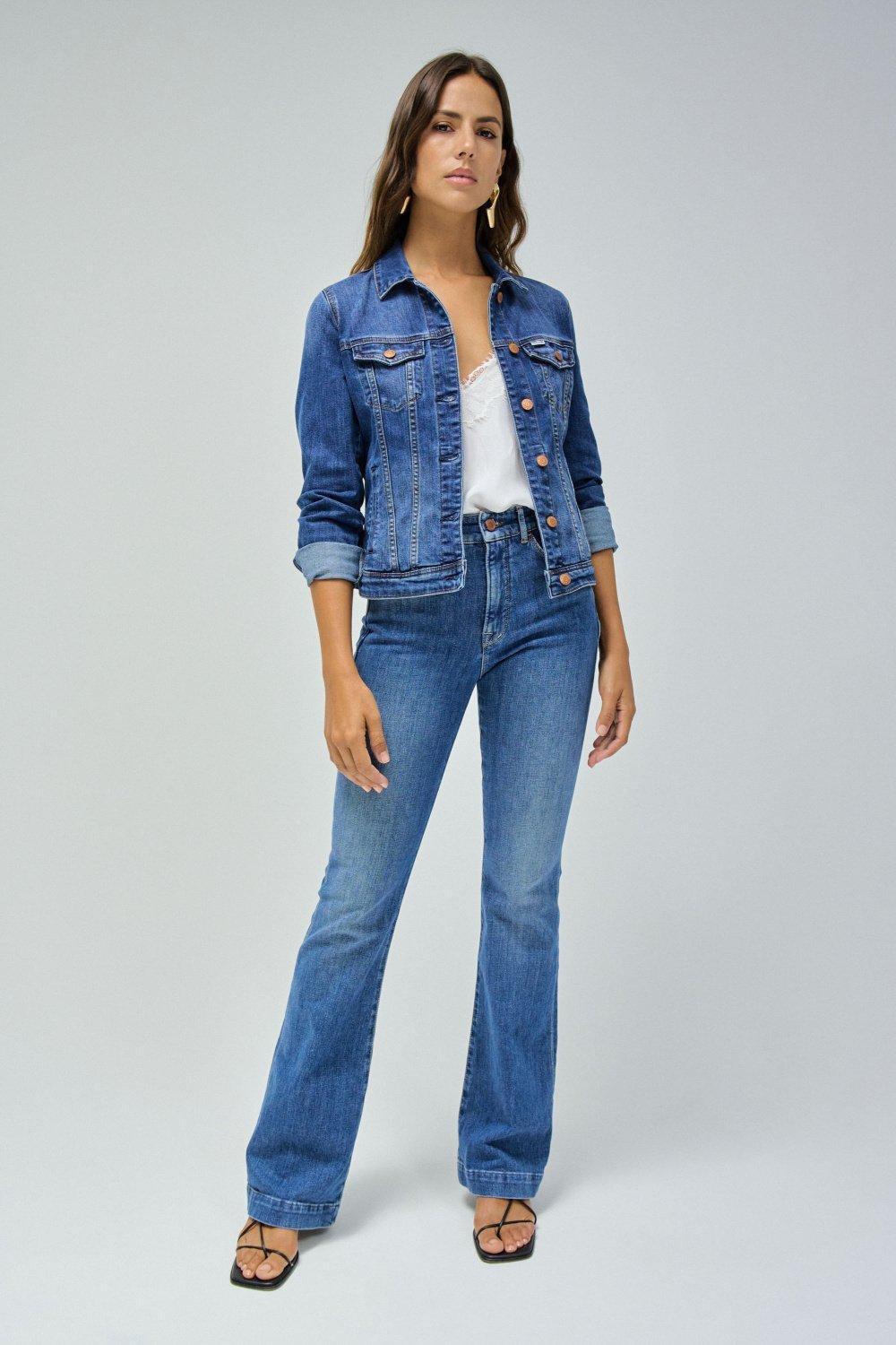 Plain Denim Jacket , Blue, medium