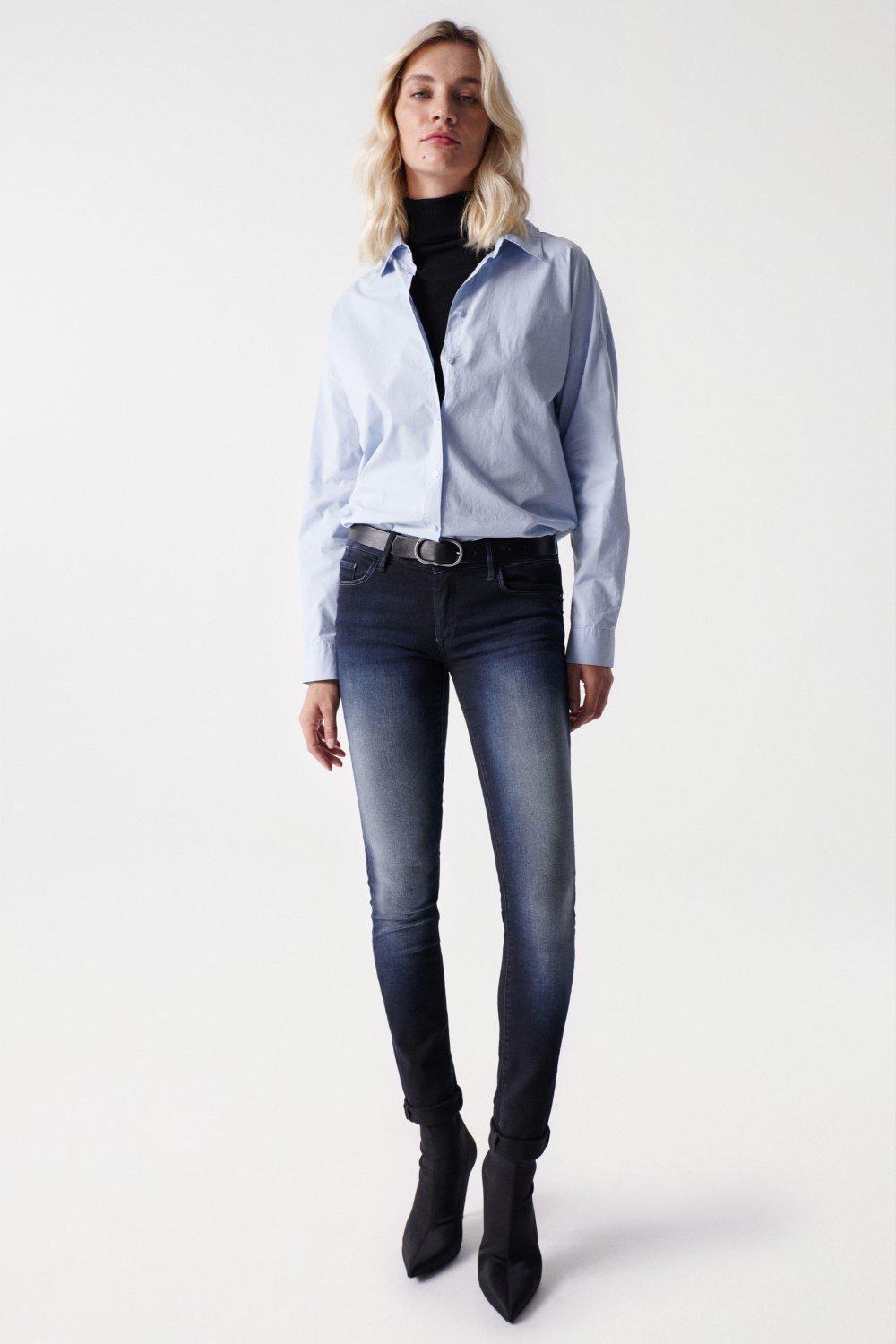 Blue Push Up Wonder Slim Dark Jeans, , medium